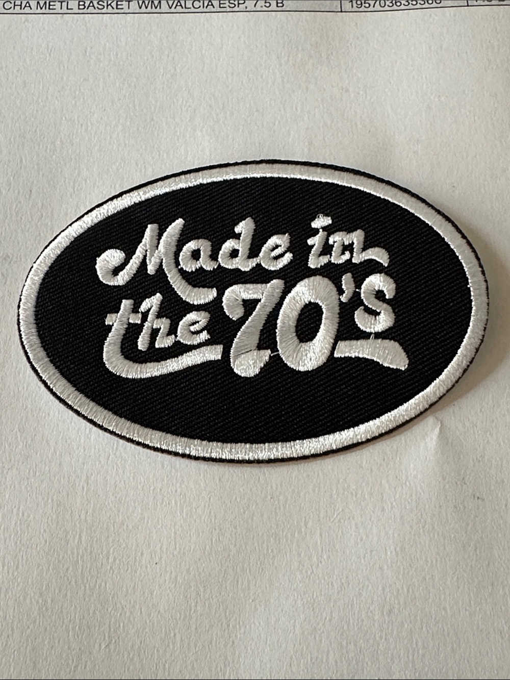 Made in the 70's Black & White Iron-on Patch